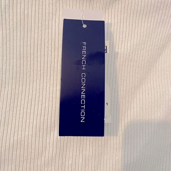 NWT square neck white ribbed crop top puff sleeves by French Connection size S. - Picture 10 of 10